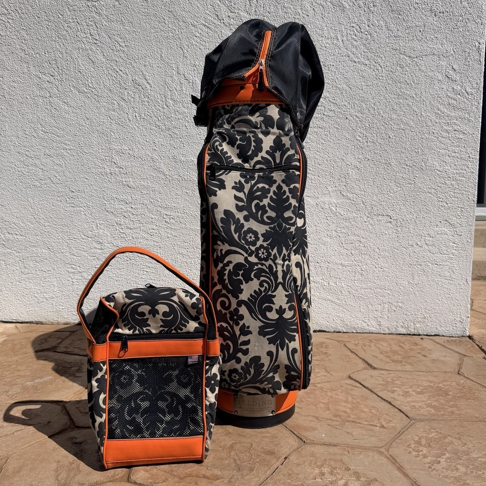Vintage Belding Sports Handcrafted Golf bag w/ 6-way divider Orange Zebra Print